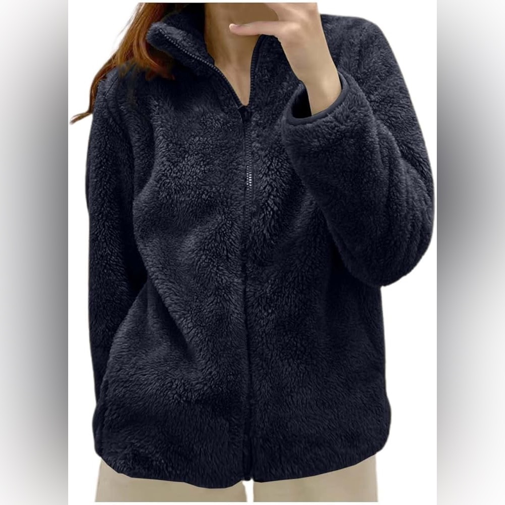 Black Teddy Jacket with Plush Fleece and Full Zipper. CORE life